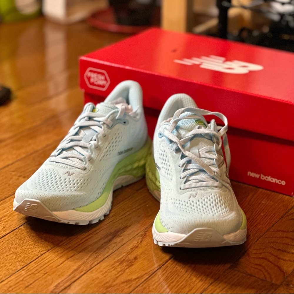 New Balance Light Blue and Lime Green Sneakers